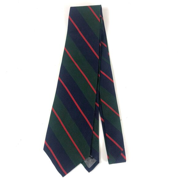 Robert Talbott Old Highlanders 42 Regimental Stripe Navy Green Red Silk TIe Repp - Picture 8 of 8